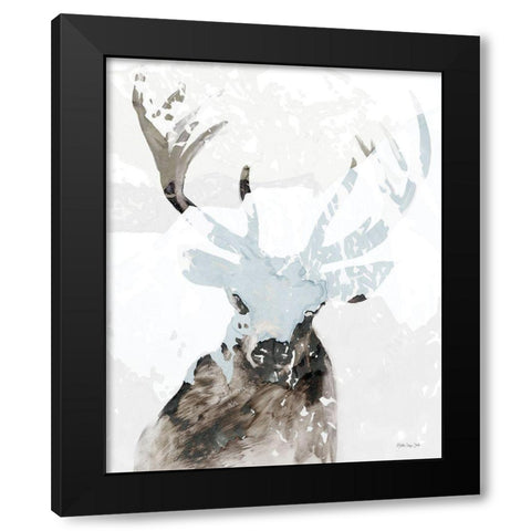 Elk Impression 2 Black Modern Wood Framed Art Print with Double Matting by Stellar Design Studio