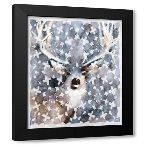 Elk Montage Black Modern Wood Framed Art Print by Stellar Design Studio