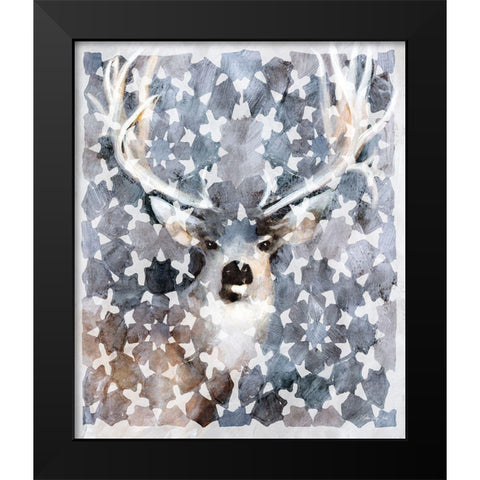 Elk Montage Black Modern Wood Framed Art Print by Stellar Design Studio