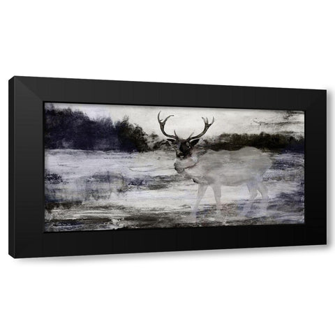 Bull in Forest 2 Black Modern Wood Framed Art Print with Double Matting by Stellar Design Studio