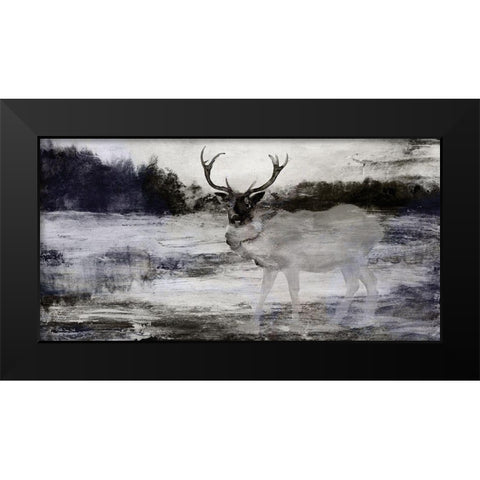 Bull in Forest 2 Black Modern Wood Framed Art Print by Stellar Design Studio