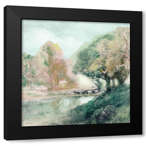 Peaceful Country 1 Black Modern Wood Framed Art Print by Stellar Design Studio