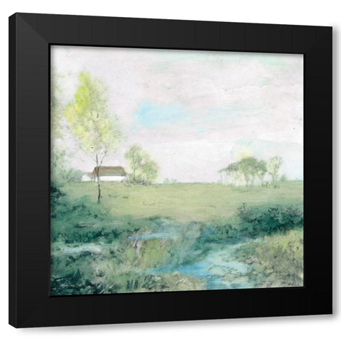 Peaceful Country 2 Black Modern Wood Framed Art Print with Double Matting by Stellar Design Studio