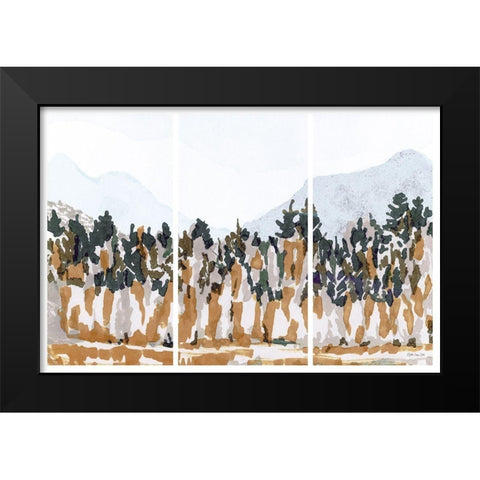 Big Mountain Triptych Black Modern Wood Framed Art Print by Stellar Design Studio