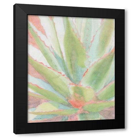 Succulent Bloom 1 Black Modern Wood Framed Art Print with Double Matting by Stellar Design Studio