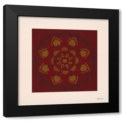 Mandala Spice 2 Black Modern Wood Framed Art Print with Double Matting by Stellar Design Studio