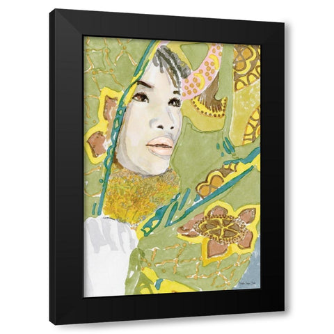 Jasmine Black Modern Wood Framed Art Print with Double Matting by Stellar Design Studio