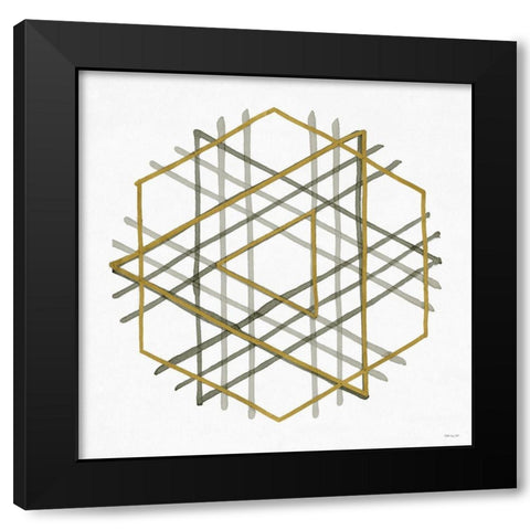 Convergent 1 Black Modern Wood Framed Art Print with Double Matting by Stellar Design Studio