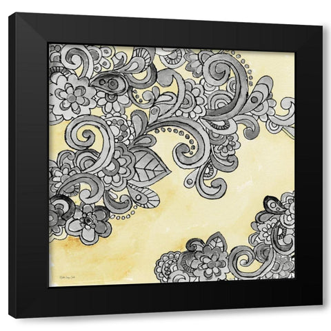 Yellow--Gray Pattern 2 Black Modern Wood Framed Art Print with Double Matting by Stellar Design Studio