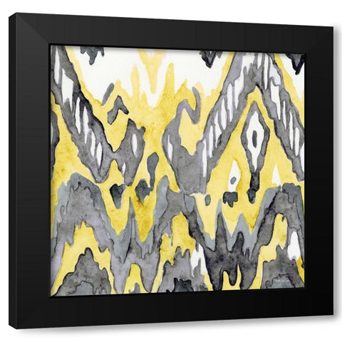 Yellow-Gray Ikat 2 Black Modern Wood Framed Art Print by Stellar Design Studio