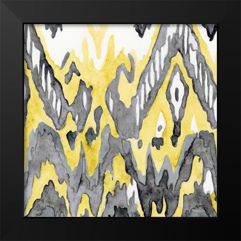 Yellow-Gray Ikat 2 Black Modern Wood Framed Art Print by Stellar Design Studio