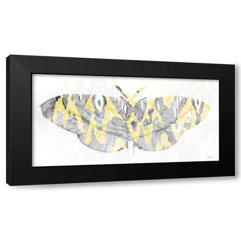 Yellow-Gray Patterned Moth 1 Black Modern Wood Framed Art Print with Double Matting by Stellar Design Studio