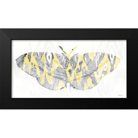 Yellow-Gray Patterned Moth 1 Black Modern Wood Framed Art Print by Stellar Design Studio