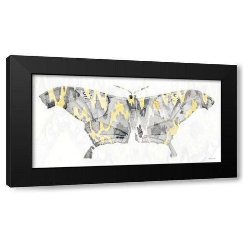 Yellow-Gray Patterned Moth 2 Black Modern Wood Framed Art Print with Double Matting by Stellar Design Studio