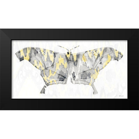 Yellow-Gray Patterned Moth 2 Black Modern Wood Framed Art Print by Stellar Design Studio