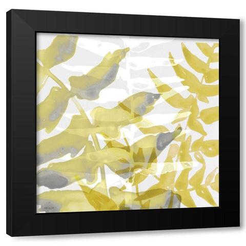 Yellow-Gray Leaves 1 Black Modern Wood Framed Art Print with Double Matting by Stellar Design Studio