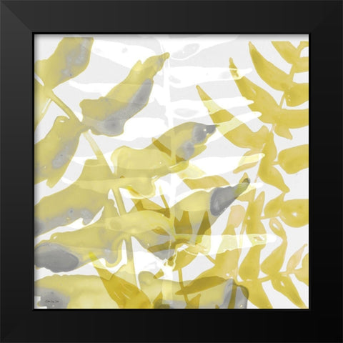 Yellow-Gray Leaves 1 Black Modern Wood Framed Art Print by Stellar Design Studio
