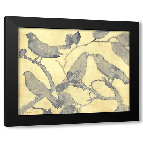Yellow-Gray Birds 1 Black Modern Wood Framed Art Print with Double Matting by Stellar Design Studio