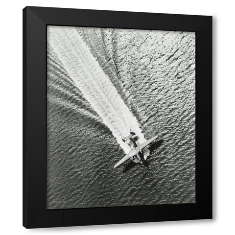 Sea Plane Black Modern Wood Framed Art Print by Stellar Design Studio