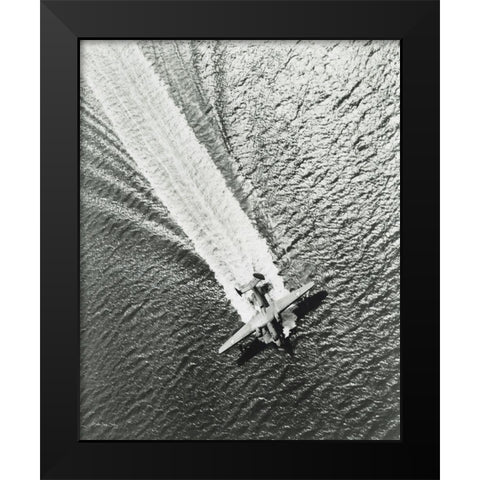 Sea Plane Black Modern Wood Framed Art Print by Stellar Design Studio