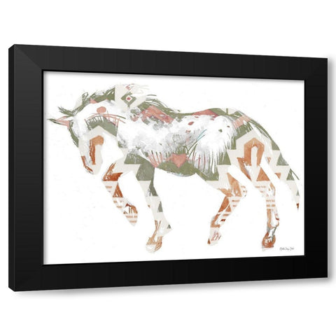 Navajo Horse 2 Black Modern Wood Framed Art Print with Double Matting by Stellar Design Studio