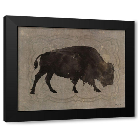 Buffalo Impression 1 Black Modern Wood Framed Art Print with Double Matting by Stellar Design Studio