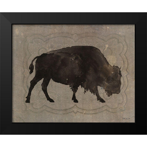 Buffalo Impression 1 Black Modern Wood Framed Art Print by Stellar Design Studio