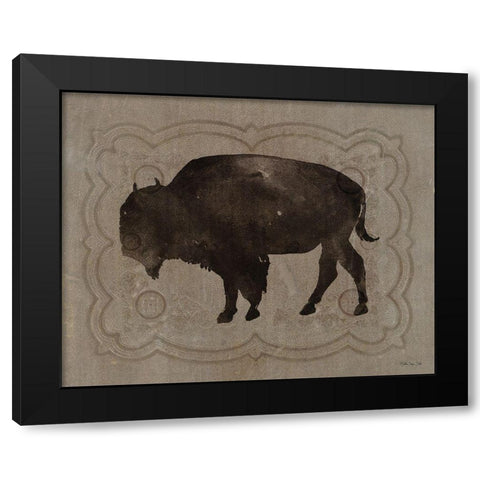 Buffalo Impression 2 Black Modern Wood Framed Art Print with Double Matting by Stellar Design Studio