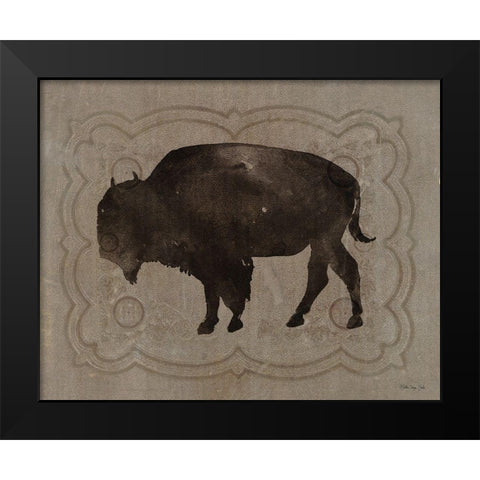 Buffalo Impression 2 Black Modern Wood Framed Art Print by Stellar Design Studio