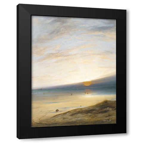 Sunset on the Beach at Sark Black Modern Wood Framed Art Print by Stellar Design Studio