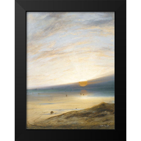 Sunset on the Beach at Sark Black Modern Wood Framed Art Print by Stellar Design Studio