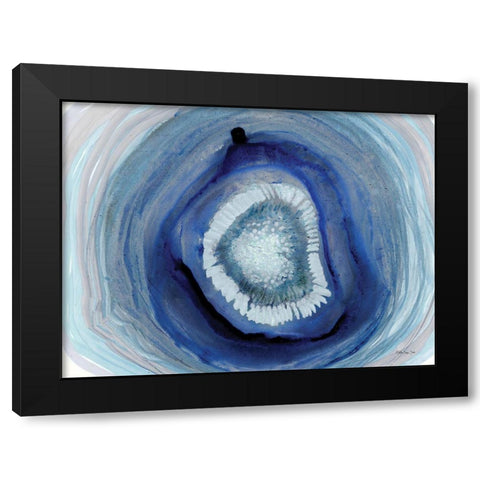 Shades of Blue Agate Black Modern Wood Framed Art Print with Double Matting by Stellar Design Studio