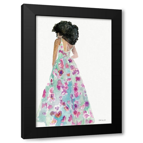 Floral Gown 2 Black Modern Wood Framed Art Print with Double Matting by Stellar Design Studio