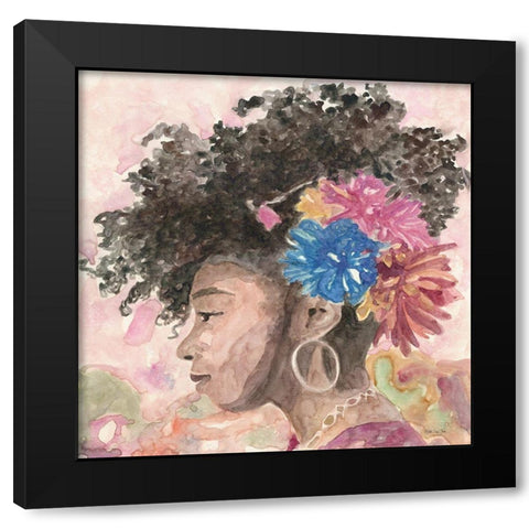 Floral Crown 2 Black Modern Wood Framed Art Print with Double Matting by Stellar Design Studio