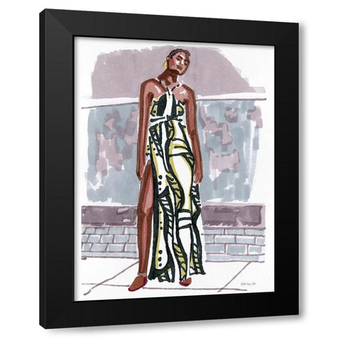 Fashion in the City 1 Black Modern Wood Framed Art Print by Stellar Design Studio