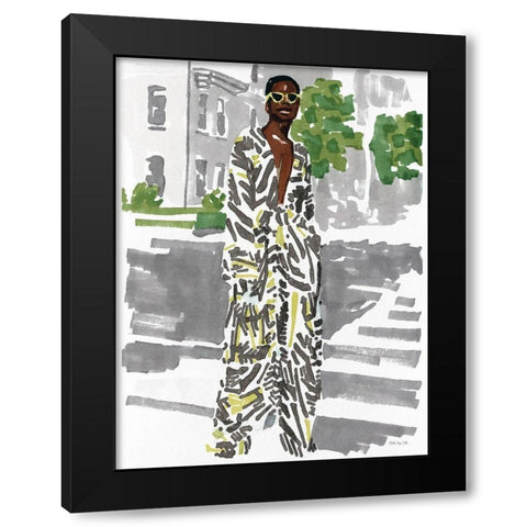Fashion in the City 2 Black Modern Wood Framed Art Print by Stellar Design Studio