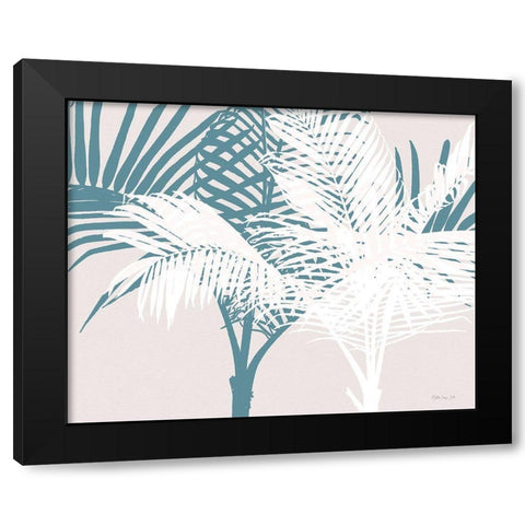 Transitioning Palm Pattern Black Modern Wood Framed Art Print with Double Matting by Stellar Design Studio