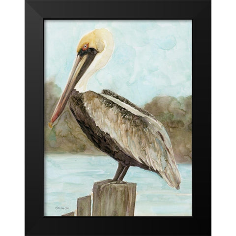 Brown Pelican 3 Black Modern Wood Framed Art Print by Stellar Design Studio