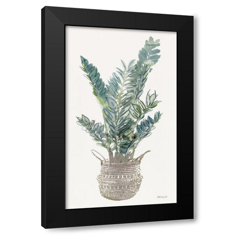Foliage in Woven Pot 1 Black Modern Wood Framed Art Print with Double Matting by Stellar Design Studio
