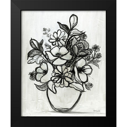 Arrangement in Ink Black Modern Wood Framed Art Print by Stellar Design Studio