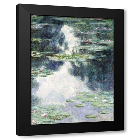 Water Lilies Black Modern Wood Framed Art Print by Stellar Design Studio