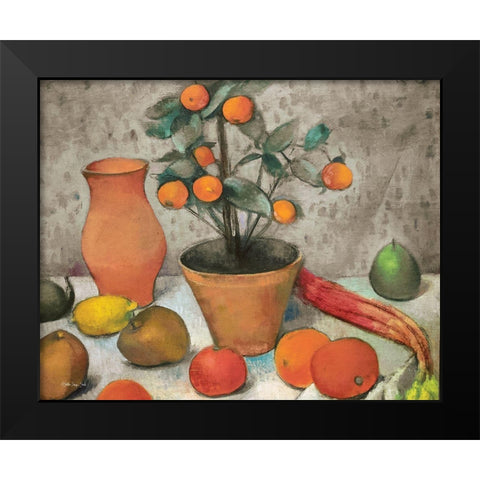 Still-Life with Oranges Black Modern Wood Framed Art Print by Stellar Design Studio