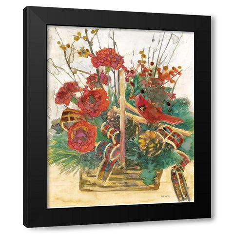 Christmas Basket Black Modern Wood Framed Art Print by Stellar Design Studio