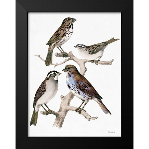 Birds on Branch Black Modern Wood Framed Art Print by Stellar Design Studio