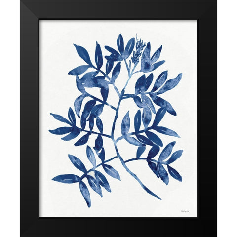 Nature in Indigo 2 Black Modern Wood Framed Art Print by Stellar Design Studio