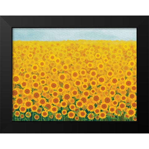 Field of Sunflowers Black Modern Wood Framed Art Print by Seven Trees Design