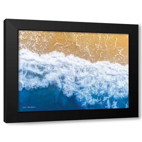 Ocean Meets Sand II Black Modern Wood Framed Art Print with Double Matting by Seven Trees Design