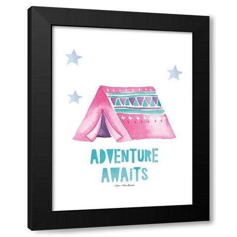 Adventure Awaits Black Modern Wood Framed Art Print with Double Matting by Seven Trees Design