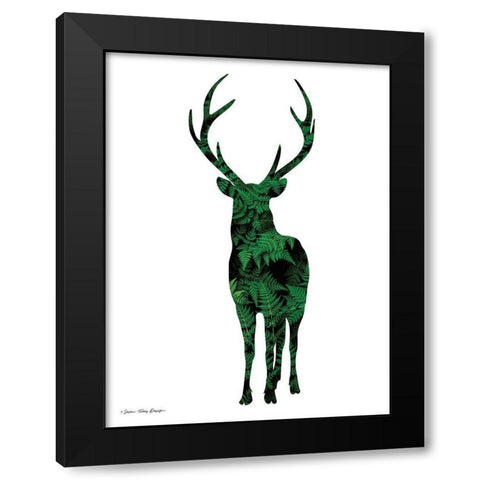 Forest Deer I Black Modern Wood Framed Art Print with Double Matting by Seven Trees Design