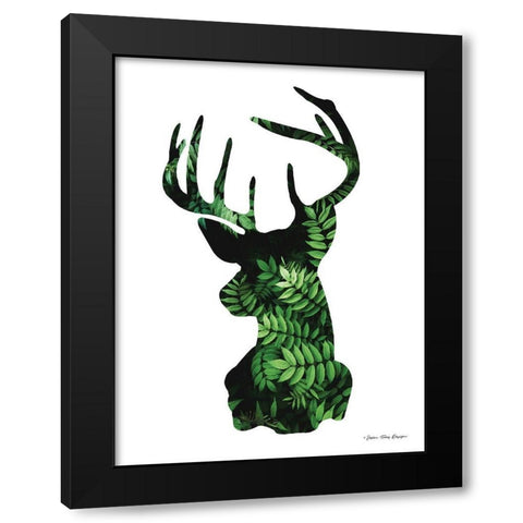 Forest Deer II Black Modern Wood Framed Art Print with Double Matting by Seven Trees Design